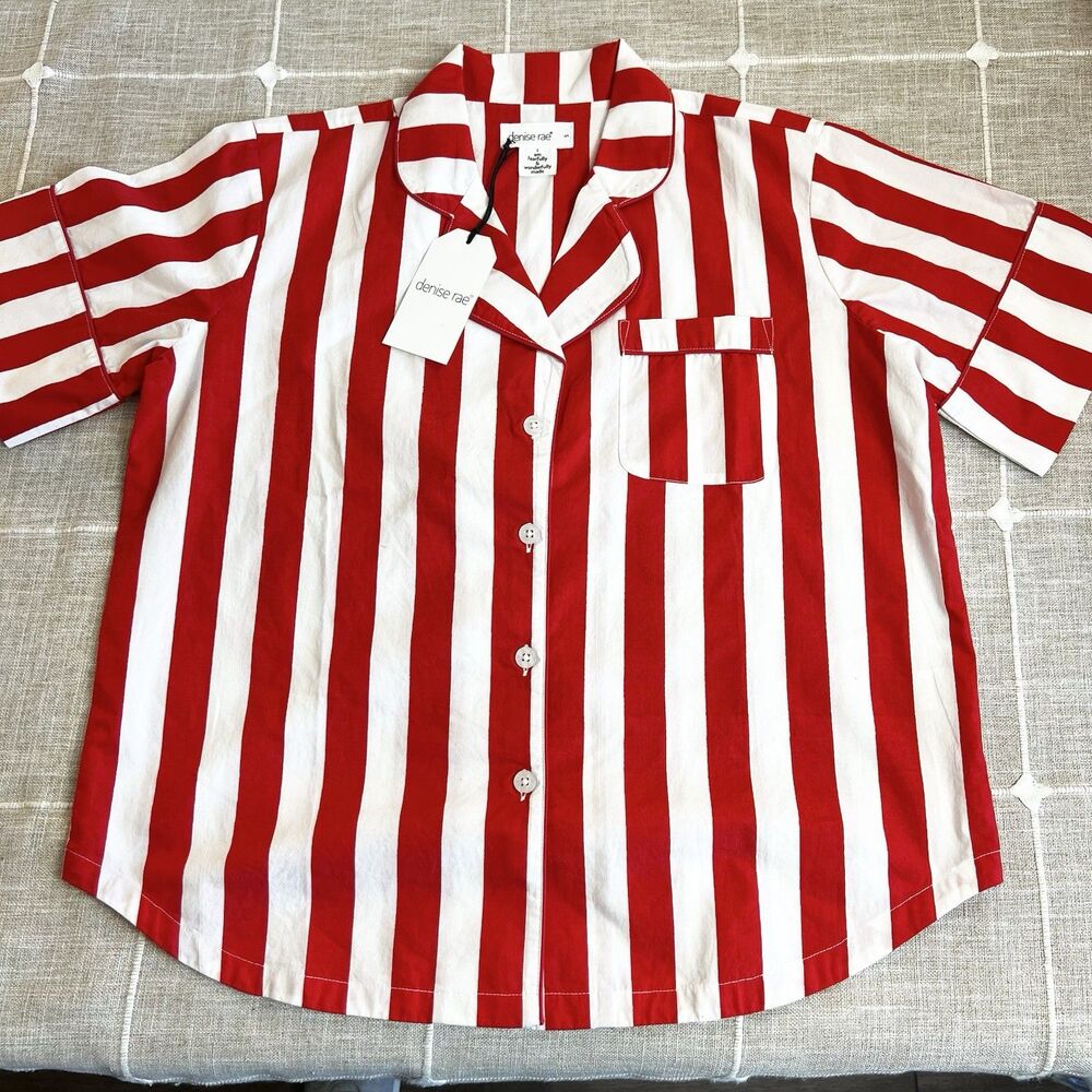 Denise Rae Zee Zee Pajama Shorts Set Red & White Stripes Women’s S NWT
